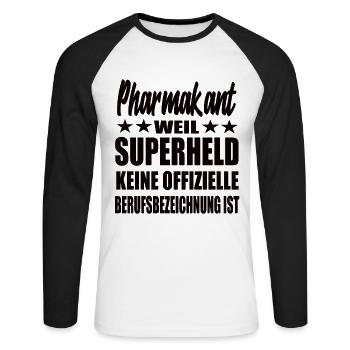 Pharmakant Superheld Spruch - Unisex Baseballshirt langarm - Weiß/Schwarz - Vorne - Nik (191cm)