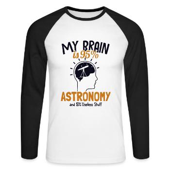 My Brain is 95% Astronomy Sternenhimmel Kosmologe - Unisex Baseballshirt langarm - Weiß/Schwarz - Vorne - Nik (191cm)