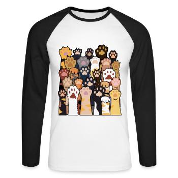 Pattes de chat Dessins amoureux des chats avec chat - T-shirt baseball manches longues Homme - blanc/noir - Devant - Nik (191cm)