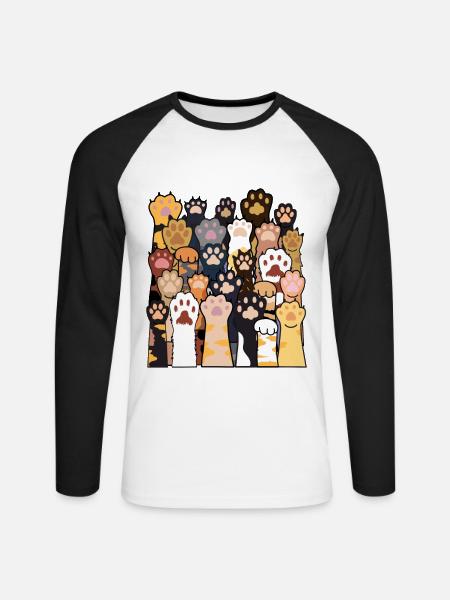 Katzenpfoten Katzenliebhaber Designs mit Katze - Unisex Baseballshirt langarm - Weiß/Schwarz