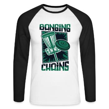 Banging Chains Basket Disc Disc Golfer Player - T-shirt baseball manches longues Homme - blanc/noir - Devant - Nik (191cm)