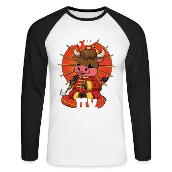 Jahr Des Ochsen Mondneujahrsfest Chinesisches - Unisex Baseballshirt langarm - Weiß/Schwarz - Vorne - Nik (191cm)