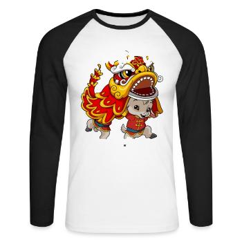 Year of the Goat Lunar New Year Chinese - Unisex Long Sleeve Baseball T-Shirt - white/black - Front - Nik (191cm)