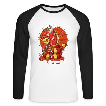 Year of the Dragon Lunar New Year Chinese - Unisex Long Sleeve Baseball T-Shirt - white/black - Front - Nik (191cm)
