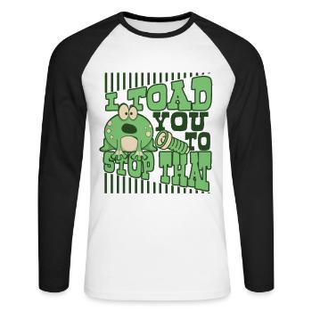 Je te crapauds pour arrêter cette grenouille têtard crapaud - T-shirt baseball manches longues Homme - blanc/noir - Devant - Nik (191cm)