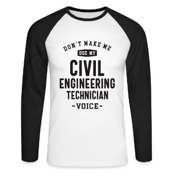 Civil Eng Tech Stimme - Unisex Baseballshirt langarm - Weiß/Schwarz - Vorne - Nik (191cm)