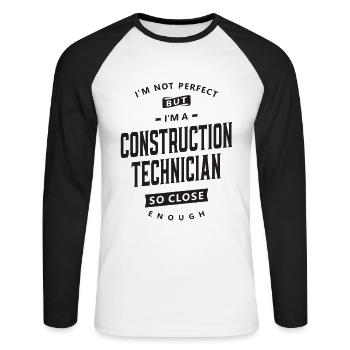 Imperfect but Skilled Construction Technician - Unisex Long Sleeve Baseball T-Shirt - white/black - Front - Nik (191cm)