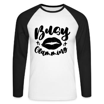 Busy Glamming Loves Cosmetologist Makeup Artists - Unisex Baseballshirt langarm - Weiß/Schwarz - Vorne - Nik (191cm)