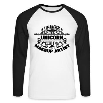 Je suis magique Quelque chose de cosmétologie maquilleurs - T-shirt baseball manches longues Homme - blanc/noir - Devant - Nik (191cm)