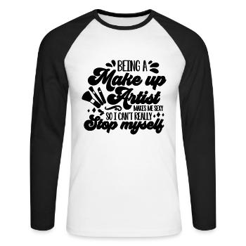 Being A Make Up Artist Cosmetology Makeup Artists - Unisex Baseballshirt langarm - Weiß/Schwarz - Vorne - Nik (191cm)