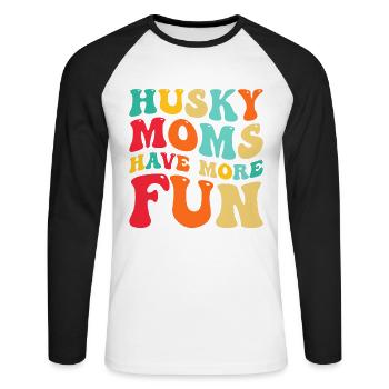 Les mamans Husky ont plus de plaisir - T-shirt baseball manches longues Homme - blanc/noir - Devant - Nik (191cm)