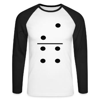 Domino Game Tile 2-4 - Lustiges Gruppenkostüm - Unisex Baseballshirt langarm - Weiß/Schwarz - Vorne - Nik (191cm)