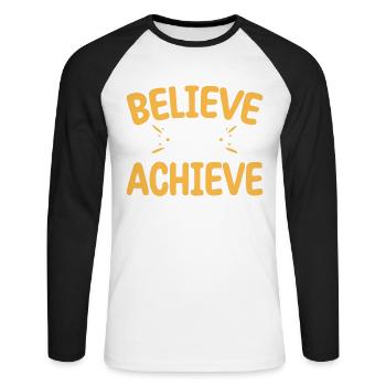 Croire et atteindre la foi chrétienne croisée - T-shirt baseball manches longues Homme - blanc/noir - Devant - Nik (191cm)