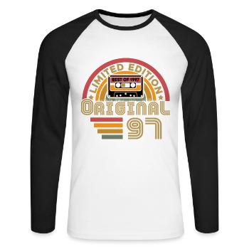 1997 Vintage Original 1997 Cadeau D'anniversaire - T-shirt baseball manches longues Homme - blanc/noir - Devant - Nik (191cm)