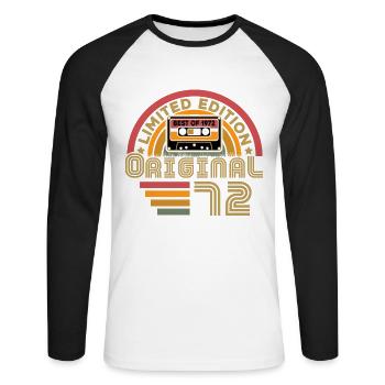 1972 Vintage Original 1972 Geburtstagsgeschenk - Unisex Baseballshirt langarm - Weiß/Schwarz - Vorne - Nik (191cm)