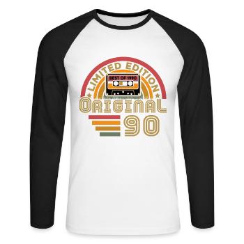 1990 Vintage Original 1990 Birthday Gift - Unisex Long Sleeve Baseball T-Shirt - white/black - Front - Nik (191cm)