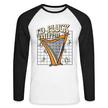 Je pincerais cette harpe de concert harpe harpe musicale harpe - T-shirt baseball manches longues Homme - blanc/noir - Devant - Nik (191cm)
