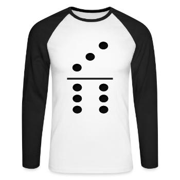 Domino Game Tile 3-6 - Lustiges Gruppenkostüm - Unisex Baseballshirt langarm - Weiß/Schwarz - Vorne - Nik (191cm)