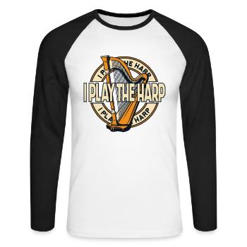 Je joue de la harpe Concert Harpe Harpe Harpe Musique Harpe - T-shirt baseball manches longues Homme - blanc/noir - Devant - Nik (191cm)