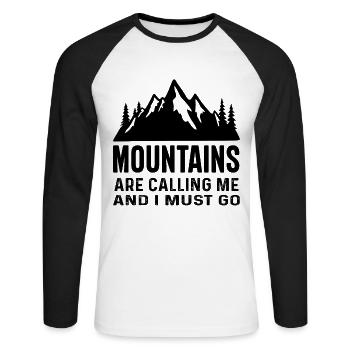 The Mountains are Calling and I must Go - Unisex Long Sleeve Baseball T-Shirt - white/black - Front - Nik (191cm)