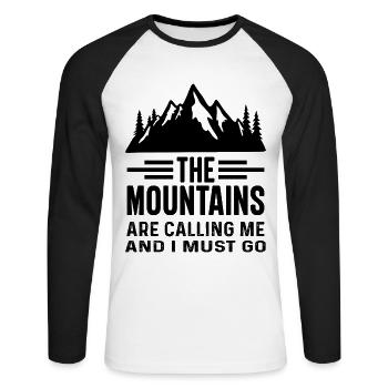 The Mountains are Calling and I must Go - Unisex Long Sleeve Baseball T-Shirt - white/black - Front - Nik (191cm)