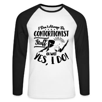 Je ne fais pas toujours gymnaste, voltige, contorsionniste - T-shirt baseball manches longues Homme - blanc/noir - Devant - Nik (191cm)