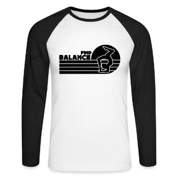 Trouver Balance Retro Backflip Gymnaste Contorsionniste - T-shirt baseball manches longues Homme - blanc/noir - Devant - Nik (191cm)