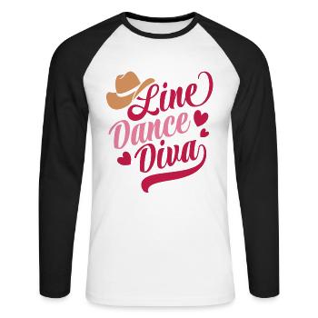 Linedance Diva Country Fan - Sticker - Unisex Long Sleeve Baseball T-Shirt - white/black - Front - Nik (191cm)