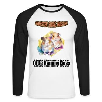 Hamster Rodent Pet Watercolor Gift - Unisex Long Sleeve Baseball T-Shirt - white/black - Front - Nik (191cm)