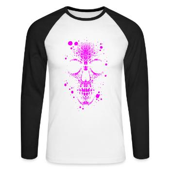 Totenkopf Skull - Unisex Baseballshirt langarm - Weiß/Schwarz - Vorne - Nik (191cm)