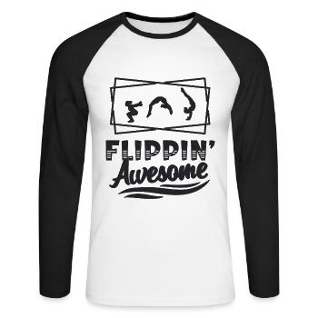 Flippin' Awesome Contorsion Backflip Contorsionniste - T-shirt baseball manches longues Homme - blanc/noir - Devant - Nik (191cm)