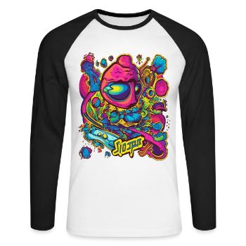 Cool Full Colors Design Trip Space Colorful - Unisex Long Sleeve Baseball T-Shirt - white/black - Front - Nik (191cm)