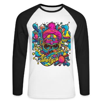 The design has a modern aesthetic and creates a - Unisex Long Sleeve Baseball T-Shirt - white/black - Front - Nik (191cm)