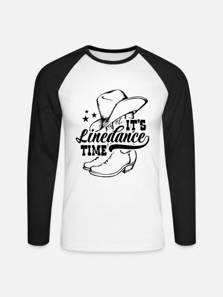 It's Linedance time - Country Fan - Geschenk - Unisex Baseballshirt langarm - Weiß/Schwarz