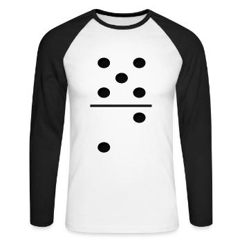 Domino Game Tile 5-2 - Lustiges Gruppenkostüm - Unisex Baseballshirt langarm - Weiß/Schwarz - Vorne - Nik (191cm)