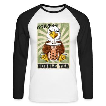 Boba Tea Adler Bubble Tea - Unisex Baseballshirt langarm - Weiß/Schwarz - Vorne - Nik (191cm)