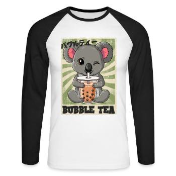 Boba Tea Koala Bubble Tea - T-shirt baseball manches longues Homme - blanc/noir - Devant - Nik (191cm)