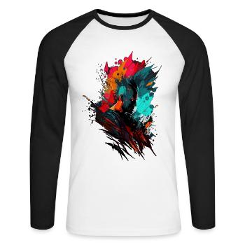 Comic Cyberpunk Colorful Design Art - T-shirt baseball manches longues Homme - blanc/noir - Devant - Nik (191cm)