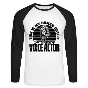 This Is My Human Retro Voice Acting Voice Actors - Unisex Long Sleeve Baseball T-Shirt - white/black - Front - Nik (191cm)