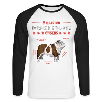 5 règles pour les propriétaires de bouledogues anglais - T-shirt baseball manches longues Homme - blanc/noir - Devant - Nik (191cm)