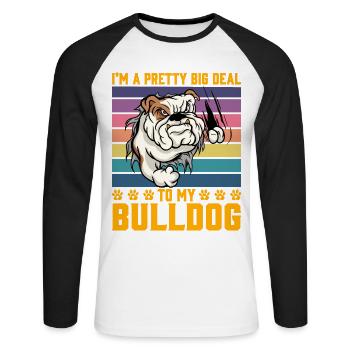 Je suis un gros problème pour mon Bulldog - T-shirt baseball manches longues Homme - blanc/noir - Devant - Nik (191cm)