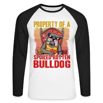 Property of a Spoiled rotten Bulldog - Unisex Long Sleeve Baseball T-Shirt - white/black - Front - Nik (191cm)