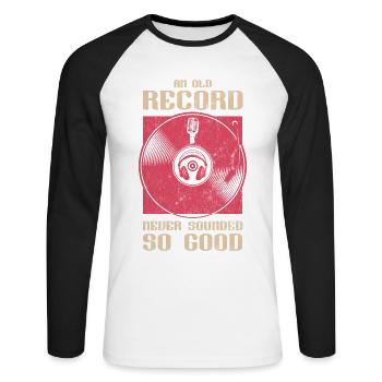 Vinyl Turntable Collecting, Vinyl Record - Unisex Long Sleeve Baseball T-Shirt - white/black - Front - Nik (191cm)