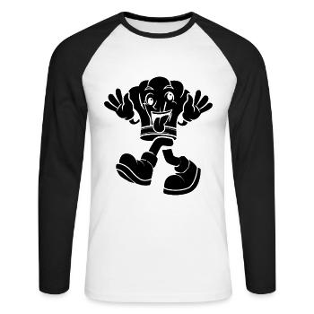 Chapeau de chef avec pieds mains et visage drôle H de chef - T-shirt baseball manches longues Homme - blanc/noir - Devant - Nik (191cm)