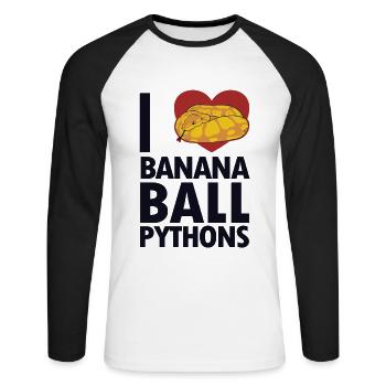 J’adore Boule de banane Pythons Boule de banane Serpent - T-shirt baseball manches longues Homme - blanc/noir - Devant - Nik (191cm)