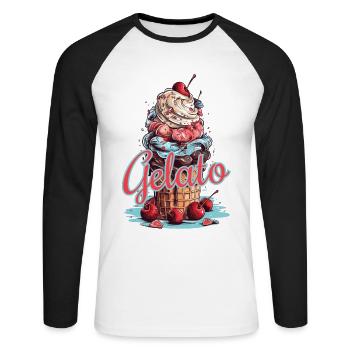 Gelato Crème glacée Crème glacée Crème glacée - T-shirt baseball manches longues Homme - blanc/noir - Devant - Nik (191cm)