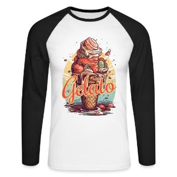 Gelato Crème glacée Crème glacée Crème glacée - T-shirt baseball manches longues Homme - blanc/noir - Devant - Nik (191cm)
