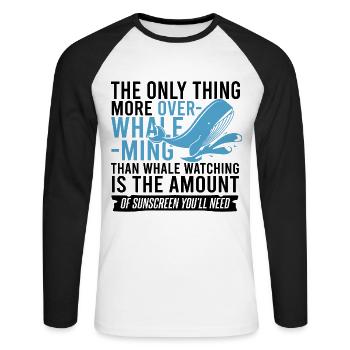 Orca Beobachtung für Buckelwale und Meerwale - Unisex Baseballshirt langarm - Weiß/Schwarz - Vorne - Nik (191cm)