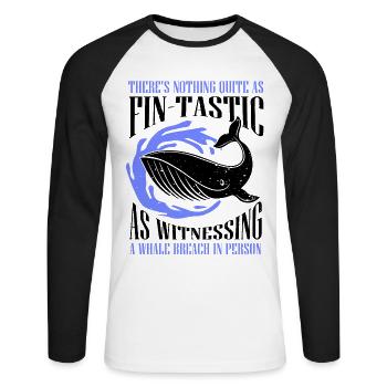 Humpback whale design for ocean, sea, whale and whales - Unisex Long Sleeve Baseball T-Shirt - white/black - Front - Nik (191cm)