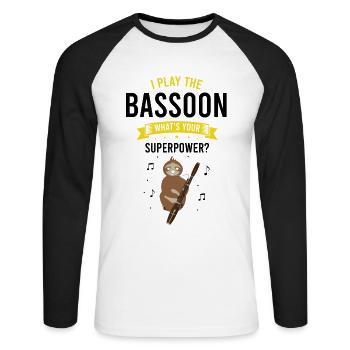Bassoonist design for woodwind orchestra - Unisex Long Sleeve Baseball T-Shirt - white/black - Front - Nik (191cm)